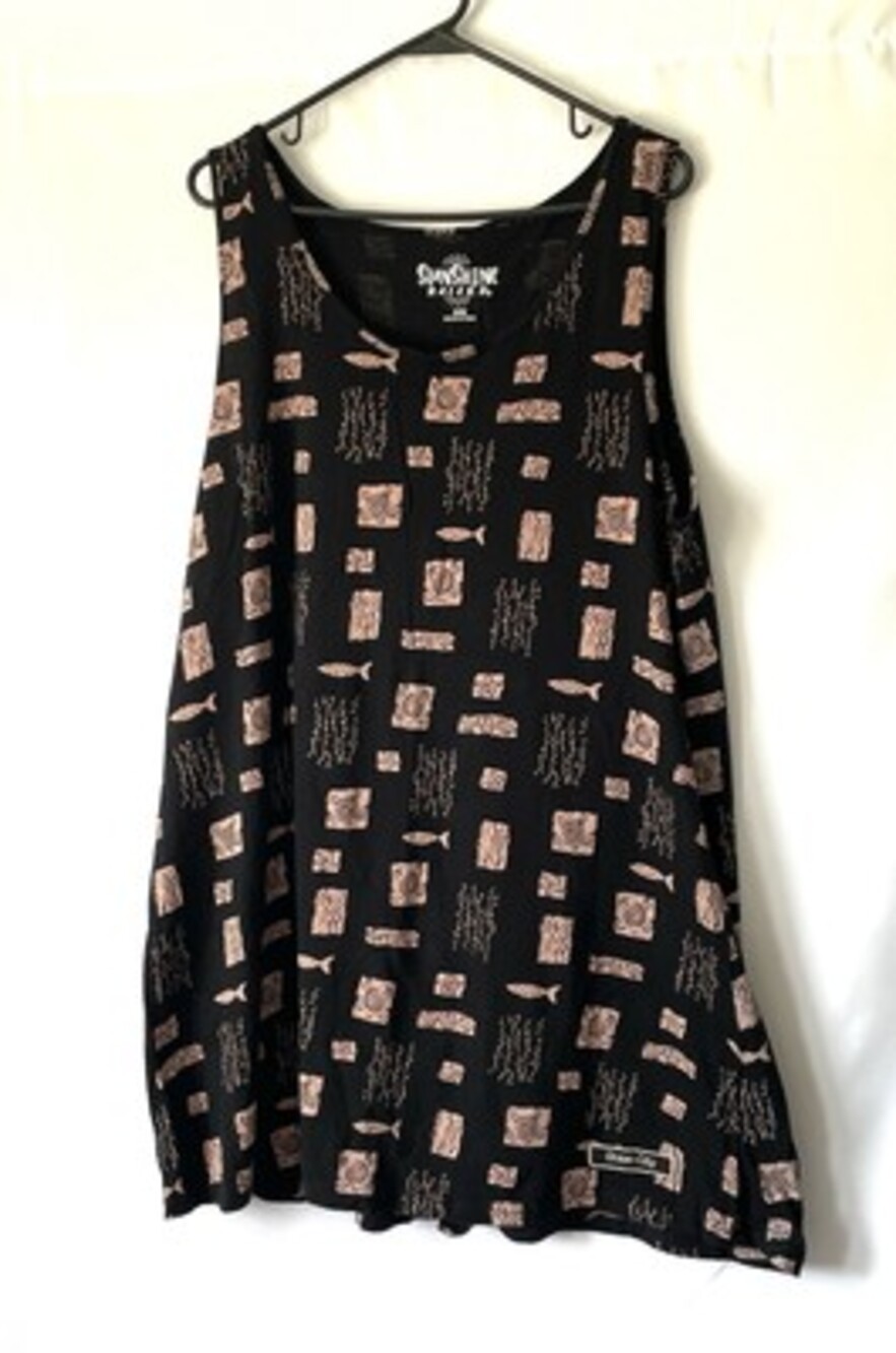 SUNSHINE RAISED Black Printed Ocean City Tank Dress Beach Swim Cover Up S/M